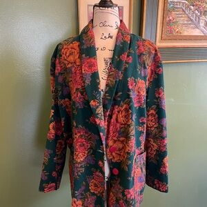 Vintage Floral Women's Blazer plus size. Size 17 xl/xxl Fall colors